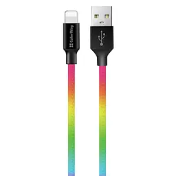 Кабель ColorWay USB - Apple Lightning (multicolor) 2.4А 1м - мініатюра 2