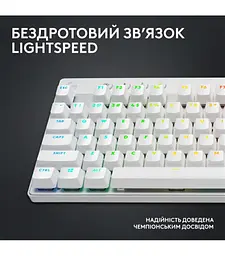Клавiатура бездротова Logitech G Pro X TKL Lightspeed White Tactile (920-012148) - мініатюра 2