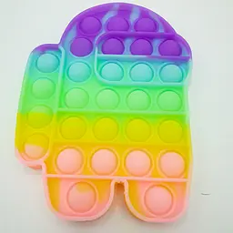 Сенсорна іграшка антистрес силіконова нескінченна пухирка поп іт UKC Pop It Fidget Амонг ас веселка неоновий світиться - мініатюра 3