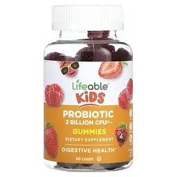 Пробіотики та Ензими для дітей Kids Probiotic 2 Billion CFU 60 жувальних цукерок Lifeable vit0005093