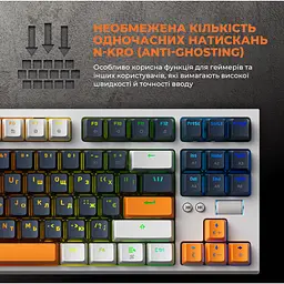 Клавіатура GamePro Red з Hot-Swap RGB White дротова механічна (MK180W) - мініатюра 16