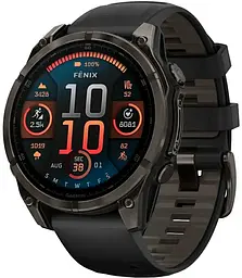 Смарт-часы Garmin Fenix 8 47mm Solar Sapphire Carbon Gray DLC Titanium w. Black/Pebble Gray S. Band (010-02906-10)