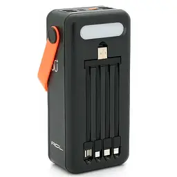 Павербанк ACL PW-19 Outdoor Solar 50000 мА·год 22.5W Power Bank із сонячною панеллю, швидкою зарядкою QC 3.0, вбудованими кабелями та LED-світильником Чорний (UFTPW-19) - мініатюра 2