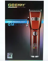 Акумуляторна машинка для стрижки волосся Geemy GM-6758 зі змінними насадками 4шт 3Вт Помаранчевий / Чорний - мініатюра 4