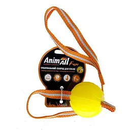 Іграшка AnimAll Fun для собак тренінг м'яч зі шлейкою 6 см жовта