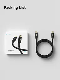 Кабель USB4 Thunderbolt 5 HAGiBiS Type-C 120Gbps 240W Black Soft 1 метр - мініатюра 7