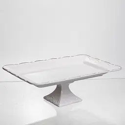 Тортовница на ножке White Square 25.5*25.5 см фарфоровая квадратная Yiwu 120-YH-HG062 - миниатюра 3