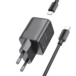 МЗП Hoco N40 Mighty PD20W (1USB-C) + кабель Type-C to Type-C Black - мініатюра 2