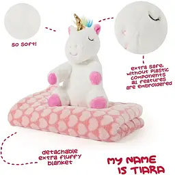 Плед Perletti Toys Tiara Unicorn з м'якою іграшкою 120x80 см рожевий/білий (P13071) - мініатюра 3