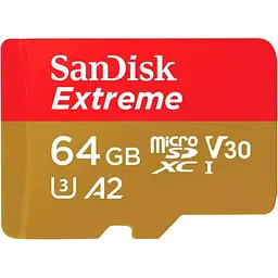 Карта пам'яті SanDisk Extreme microSDXC 64GB UHS-I U3 A2 V30 + SD Adapter (SDSQXAH-064G-GN6AA) [174298] - мініатюра 3