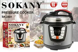 Мультиварка-скороварка-мультипіч Sokany багатофункціональна 6 л 1000 Вт сіра SK-2401 - мініатюра 3
