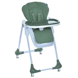 Стільчик для годування з колесами кошиком екошкіра зелений (M 3233L Jade Green)