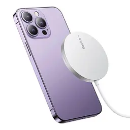 Бездротовий зарядний пристрій магнітний Baseus Simple Mini3 Magnetic 15W silver - мініатюра 2