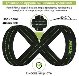 Силові ремені RDX Gym Lifting 8 Figure Straps Army Green M (WAC-W8AGN-M) - мініатюра 5