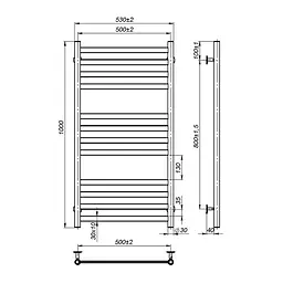 Рушникосушка водяна Onlyheat Vesta 500/1000/12, Хром - мініатюра 3
