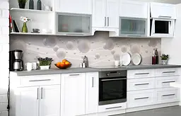 Кухонний фартух Білі глянцеві сфери вінілова для кухні 65х250 см Геометрія Білий Happy Pocket Z182326 - мініатюра 2