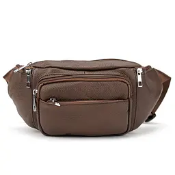 Містка шкіряна сумка на пояс коричнева Tiding Bag M56-2030C