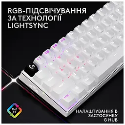 Клавіатура Logitech G Pro X 60 Lightspeed GX Tactile Wireless/Bluetooth UA White (920-011930) - мініатюра 12
