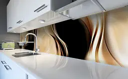 Кухонний фартух Переливи золота Кава ПВХ 60х200 см самоклеючий Абстракція Бежевий Happy Pocket Z184062 - мініатюра 5