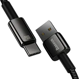 Кабель Baseus Tungsten Gold Fast Charging Cable USB to Type-C 100W 2m CAWJ000101 Black - мініатюра 3