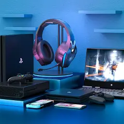 Бездротові навушники Kotion Each Q5s 2.4G з підтримкою віртуального об'ємного звуку 7.1 чорно-сині - мініатюра 8