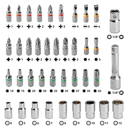Викрутка з набором біт Trotec 40 pieces Bit and Socket Wrench Set (6200001005) - мініатюра 6