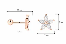 Сережка для хеліксу з червоного золота Квітка (з40103)