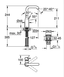 Змішувач для умивальника 1/2" L-розміру Grohe Essence 24182001 Хром - мініатюра 3