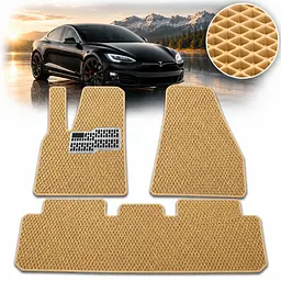 Килимки в салон EVA для Tesla Model S 2012-2020 з підп'ятником Бежеві T-01 T-09
