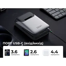 Універсальна мобільна батарея Litheli Power Bank 20000 mAh, 45 W, 4А, Fast Charge (U20BY04B) - мініатюра 8
