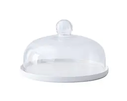 Тортовниця кругла з кришкою скляна Crystal 8х18 см