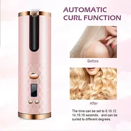Бездротова автоматична плойка UKC Hair Curler, що обертається, з акумулятором 5200мАч Рожевий - мініатюра 4