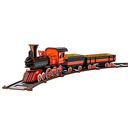 Дерев'яний 3D конструктор Потяг PuzzleOk Puz-00924 231 деталь  - мініатюра 3