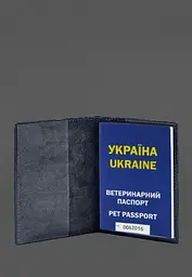 Шкіряна обкладинка на ветеринарний паспорт 2.0 темно-синя - мініатюра 3