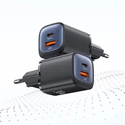 МЗП Usams US-CC254 GaN HC Ser. 30W (1USB-A/1C) Black - мініатюра 5