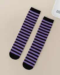 Дитячі шкарпетки смугасті чорно-фіолетові 3-12 років One Size 4265