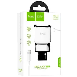 Мережевий зарядний пристрій 2USB Hoco C59A 2.1A White + USB Cable iPhone 8 - мініатюра 2