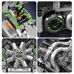 Конструктор двигун Mould King Bugatti W16 Engine моторизований для дітей та дорослих 2024 деталей - мініатюра 7