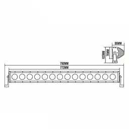 Фара-LED Балка 773 x 76 x 86mm 140W (10W x 14) 10-30V COMBO Belauto (BOL1410C) 1 шт. IP69 - мініатюра 2