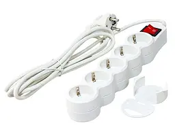 Мережевий фільтр GTL ES05K, 5 розеток, 1.8 м, White, 10А, до 2.3 кВт, виключатель, заземление, 3x0.75 мм² (GTL-XH-ES05K-1.8W)