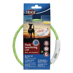 Нашийник для собак Trixie, USB, що світиться, 45 см, зелений - мініатюра 2