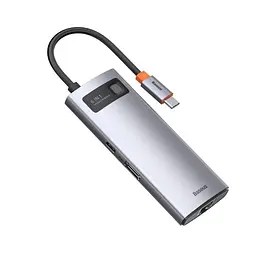 Док-станція адаптер хаб Baseus Metal Gleam Series 6-in-1 Multifunctional Type-C HUB Docking Station WKWG030013 Grey