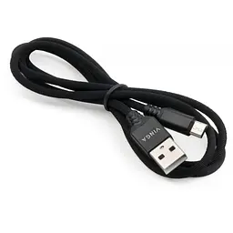 Дата кабель USB 2.0 AM to Micro 5P nylon 1m black Vinga (VCPDCMBN21BK) - мініатюра 3