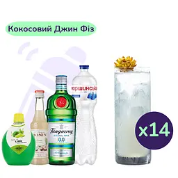 Коктейль безалкогольний Кокосовий Джин Фіз (набір інгредієнтів) х14 порцій на основі джина Tanqueray Alcohol Free