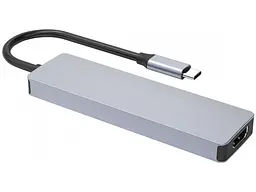 Мультипортовий адаптер Proove Iron Link 5 in 1 (3хUSB3.0 + Tyce C + HDMI) Silver (HBIL00010604) - мініатюра 2