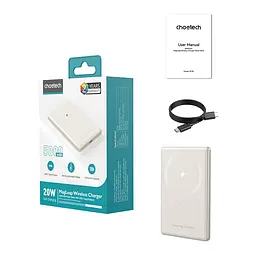 Повербанк 5000mAh Choetech B738 White QC3.0 PD3.0 бездротова магнітна зарядка (43-00160) - мініатюра 5