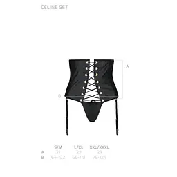 Пояс-корсет з екошкіри CELINE Set black - Passion: шнурівка знімні пажі для панчіх стрінги L/XL - мініатюра 7