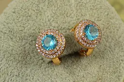 Сережки Xuping Jewelry велика мрія із блакитним каменем 1,3 см золотисті - мініатюра 3