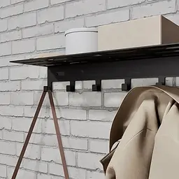 Вішак для одягу та рушників Nice & Cozy Stand з полицею та гачками чорний - мініатюра 3