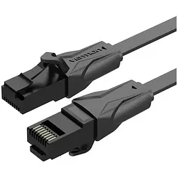 Патч-корд 3м, UTP cat 6 RJ-45 flat black Vention (IBABI)